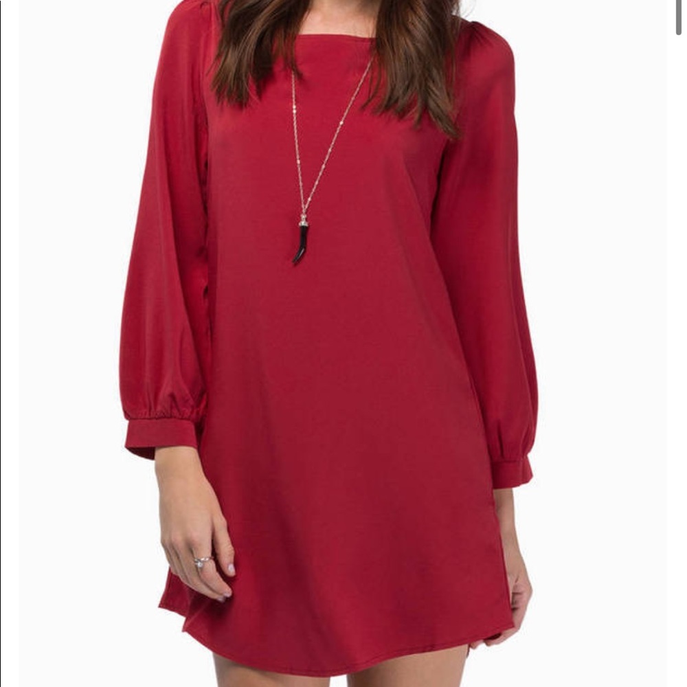 Tobi Red Shift Dress w Puff Sleeves (S) - NWOT